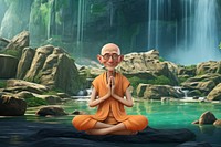 3D praying monk by the river remix