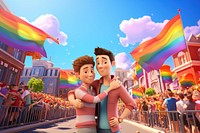 3D gay couple at LGBTQ parade remix