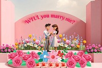 3D young couple marriage proposal  remix