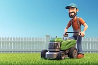 3D man mowing lawn remix