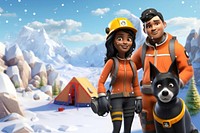 3D couple camping during Winter remix