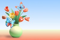 3D flower vase butterfly remix