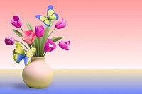 3D flower vase butterfly remix