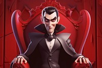 Animated vampire on red throne