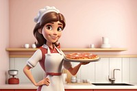 3D woman with homemade pizza remix