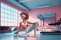 3D woman working out in gym remix
