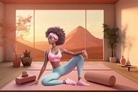 3D woman working out at home remix