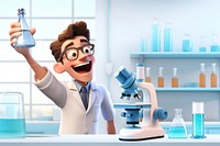 3D scientist experimenting in lab remix