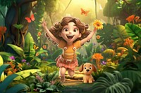 3D little girl in jungle remix