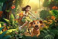 3D little girl in jungle remix