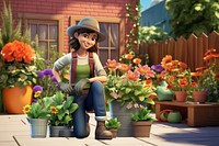 3D woman gardener, hobby remix