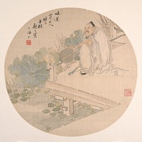 Zhou Dunyi admiring lotus flowers by Shu Hao