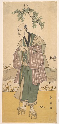 The Third Bando Hikosaburo as a Man Standing on the Bank of a River