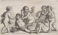 Five boys and a satyr by Wenceslaus Hollar (after Pieter van Avont)