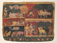 Krishna and the Cowherds: Page from a Dispersed Bhagavata Purana (Ancient Stories of Lord Vishnu), India (Delhi-Agra area)