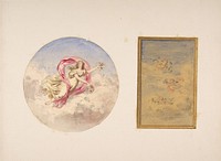 Two designs for the decoration of ceilings with figures in clouds by Jules Edmond Charles Lachaise and Eugène Pierre Gourdet
