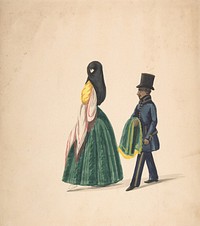 A Woman, Followed by Her Servant