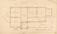 House for R. Dabney, Powhatan, Virginia (plan of principal floor) by Alexander Jackson Davis