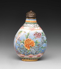 Snuff Bottle with Peony and Bird, China