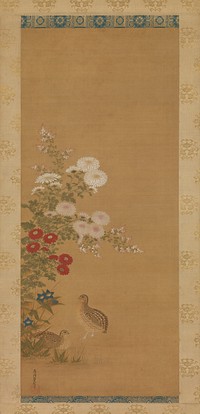 Quail and Autumn Flowers by Tosa Mitsuoki