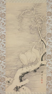 Herons in the Snow by Nakabayashi Chikutō