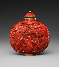 Snuff bottles with figures in landscape