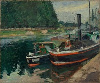 Barges at Pontoise by Camille Pissarro