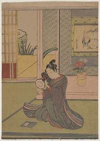 Young Man Playing a Noh Drum by Suzuki Harunobu