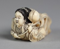 Netsuke of Flying Buddhistic Angel