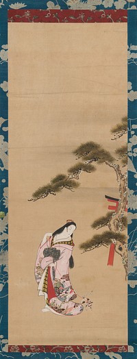 The Third Princess and a Cat, from the "New Herbs I" (Wakana I) chapter The Tale of Genji (Genji monogatari}, attributed to Matsuno Chikanobu