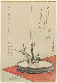 Arrangement of Plum, Fukujusō (Adonis Flower), and Scissors by Kubo Shunman