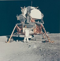 Buzz Aldrin with Apollo 11 Lunar Module on the Moon