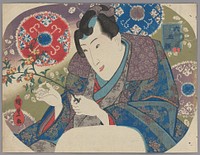 Mitsuuji with Mountain Roses (Yamabuki), from the series “Six Jewel Faces” (Mu tama-gao)