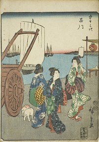 Shinagawa, from the series Fifty-three Stations of the Tokaido (Tokaido gojusan tsugi), also known as the Tokaido with Poem (Kyoka iri Tokaido) (1832–1847) by Utagawa Hiroshige