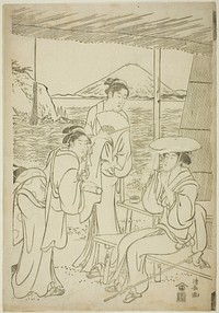 On the Veranda of a Mansion (1790) by Katsukawa Shunzan