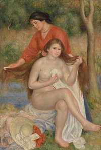 Bather and Maid (La Toilette de la baigneuse) by Pierre Auguste Renoir