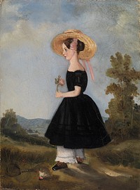 Peasant Girl with Hat in Landscape by Unidentified artist