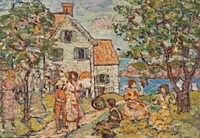 Beach and Two Houses by Maurice Brazil Prendergast