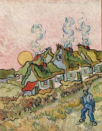 Houses and Figure by Vincent van Gogh