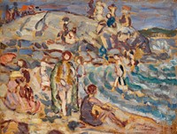 Beach Scene and Hill by Maurice Brazil Prendergast