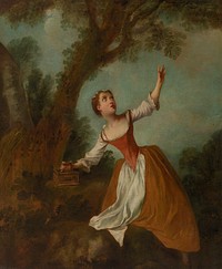 Open Cage - Girl in Landscape by Nicolas Lancret