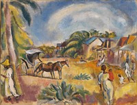 Landscape with Figures and Carriage by Jules Pascin