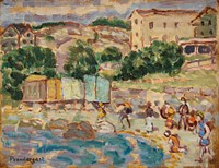 Beach and Village by Maurice Brazil Prendergast