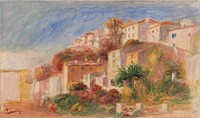 View from the Garden of the Post Office, Cagnes (Village vu du jardin de la poste, Cagnes) by Pierre Auguste Renoir