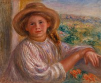 Girl on a Balcony, Cagnes (Jeune femme au balcon, Cagnes) by Pierre Auguste Renoir