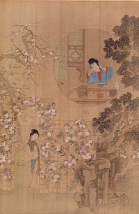 Woman in Garden - Woman in Circular Window by Qiu Ying