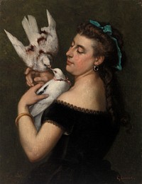 Woman with Pigeons by Gustave Courbet