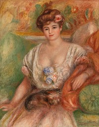 Portrait of Misia Sert (Jeune femme au griffon) by Pierre Auguste Renoir
