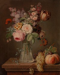 Flower Piece in Glass Vase by Unidentified artist