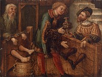 Two Men in Stocks, and a Third Figure by Unidentified artist